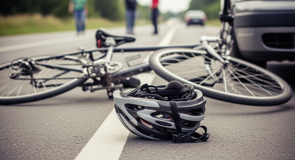 Pijany rowerzysta upada na ulicy w Łodzi